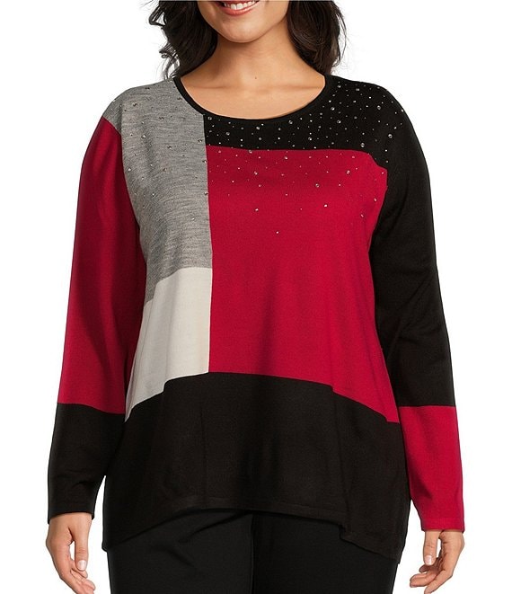Plus size color block sweater online