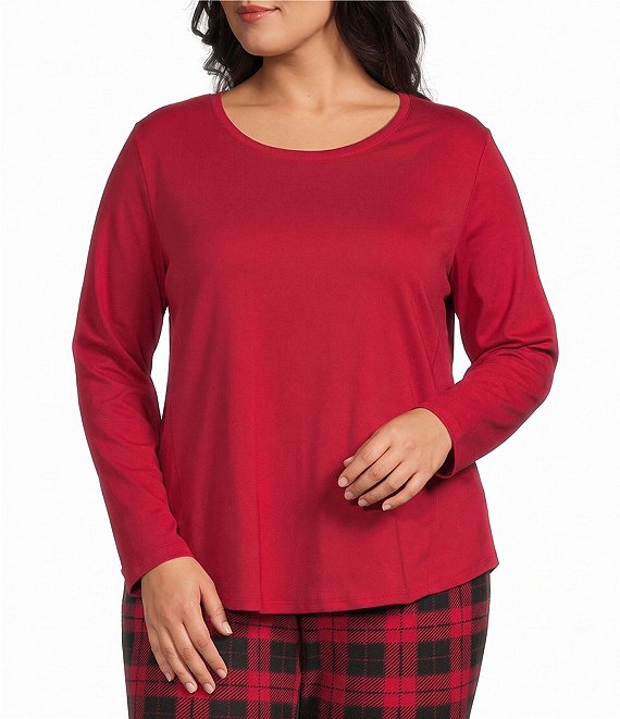 Allison Daley Plus Size Long Sleeve Crew Neck Knit Top
