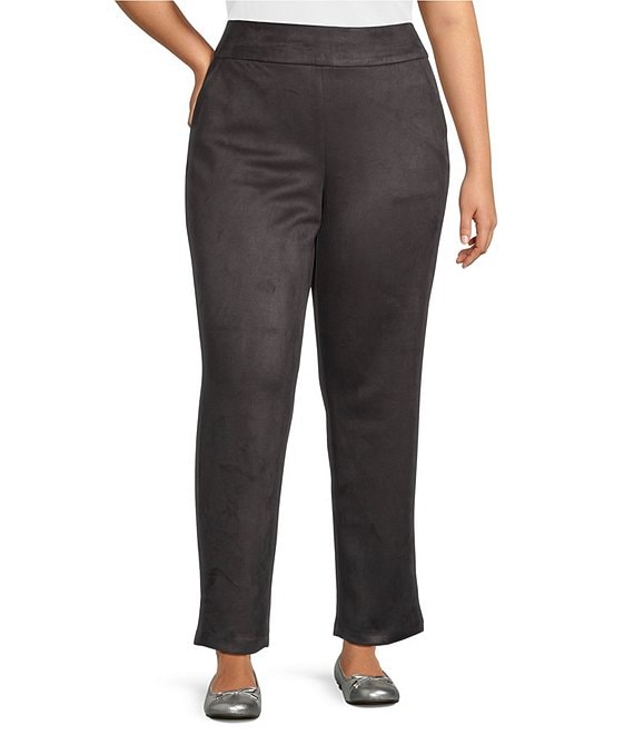 Allison Daley Plus Size Luxe Suede Straight Leg Pull-On Pants | Dillard's