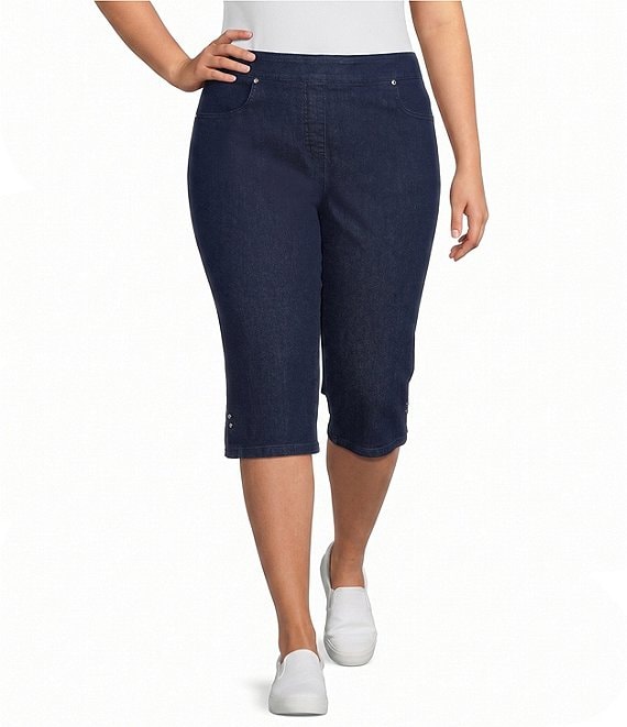 Allison Daley Plus Size Stretch Denim Pull-On Skimmer Pants