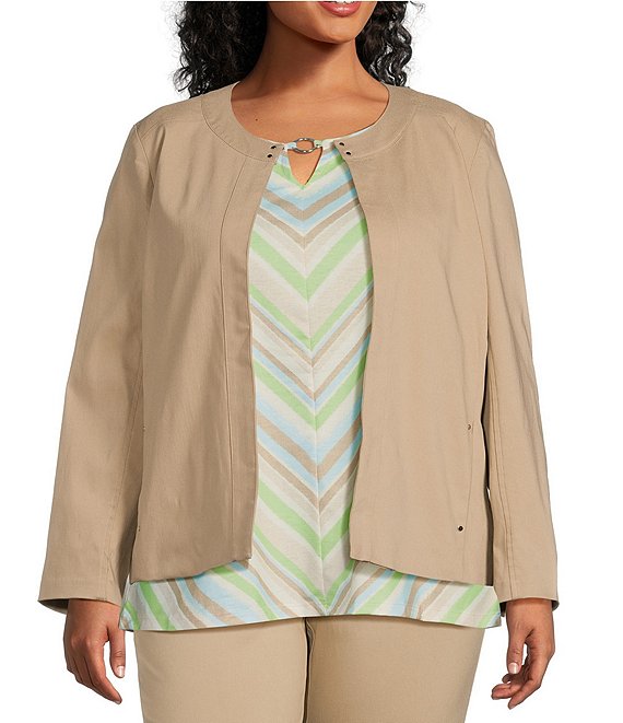 Allison Daley Plus Size Tech Stretch Long Sleeve Crew Neck Coordinating  Jacket | Dillard's