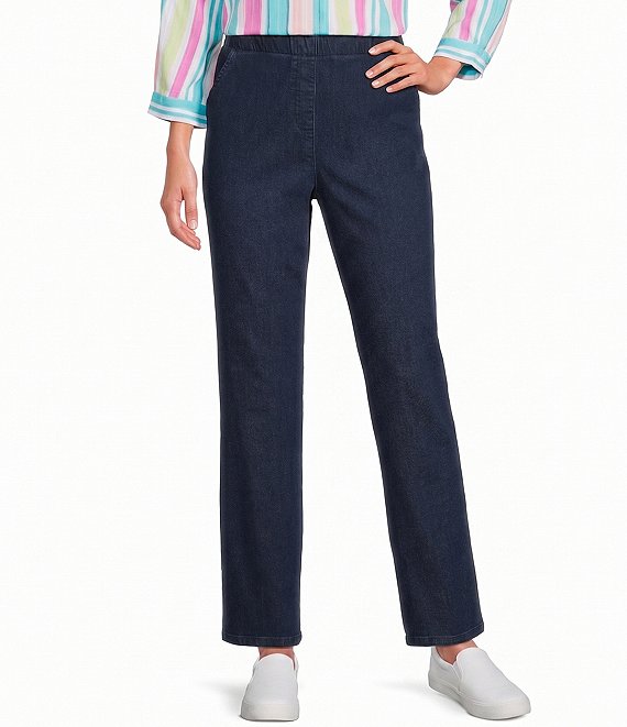 Allison Daley Straight Leg Stretch Denim Elastic Waist Pull-On Pants