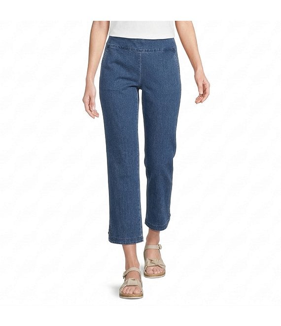 Allison Daley Stretch Denim Pull-On Straight Leg Crop Pants