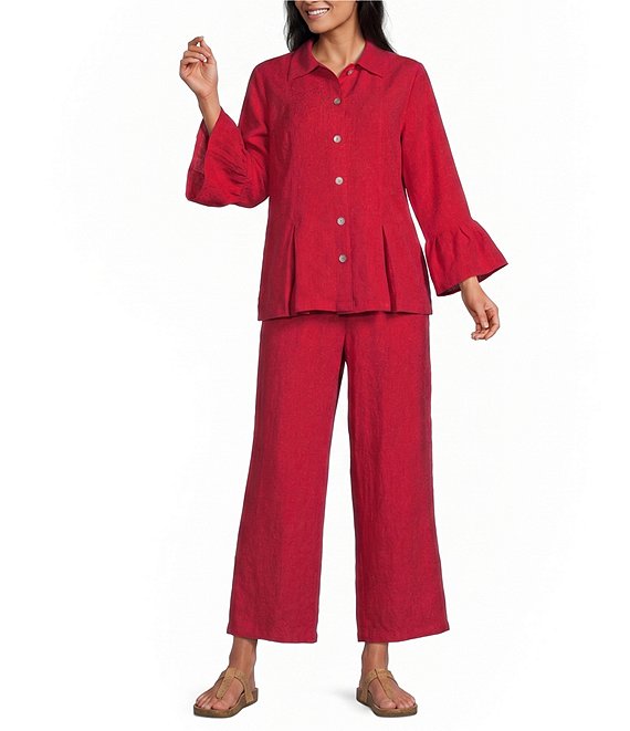 Allison Daley Coordinating Tango Red Pull-On Crinkle Soft Crop Pants
