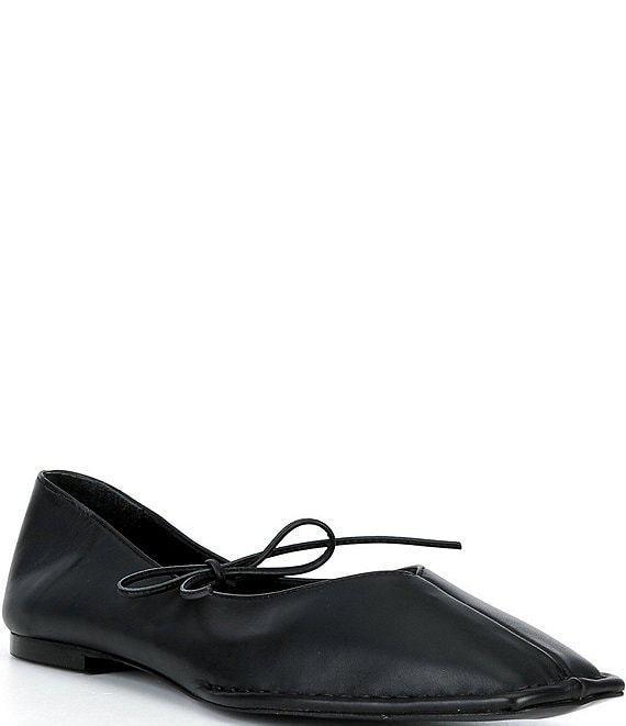 ALOHAS Sway Leather Lace Up Square Toe Ballet Flats