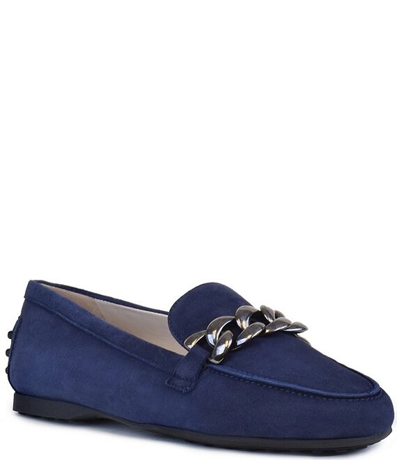 Color:New Navy Cashmere - Image 1 - Dado Suede Chain Driver Loafers