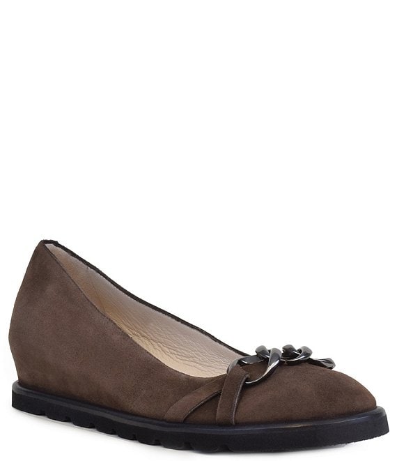 Color:Dark Brown Cashmere - Image 1 - Maga Suede Hidden Wedge Chain Slip-Ons