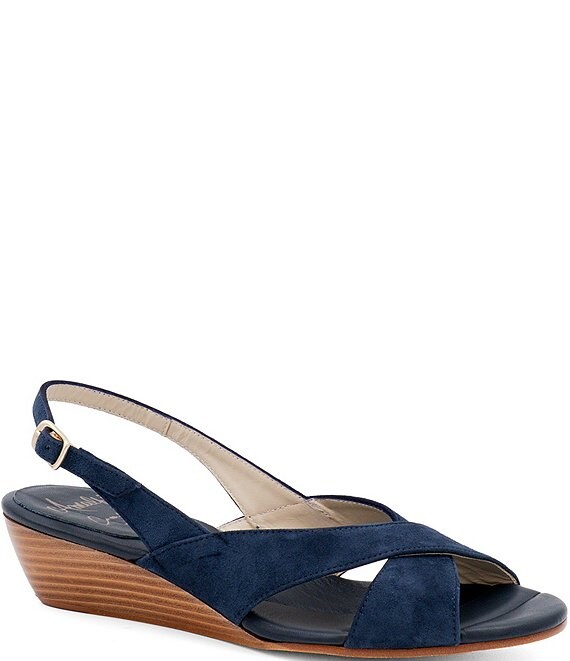 Amalfi Magnete Suede Slingback Wedge Sandals