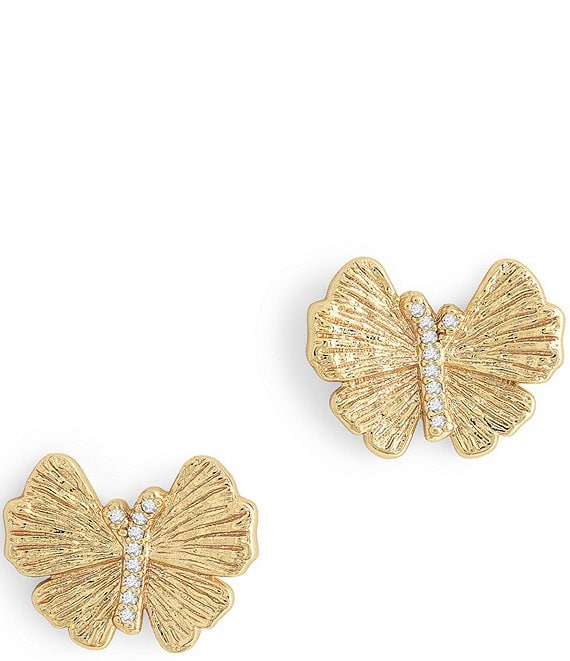 Anabel Aram Butterfly Crystal Stud Gold Earrings