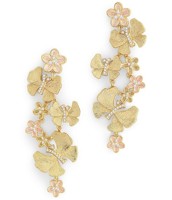 Anabel Aram Butterfly with Flowers Dangle Drop Earrings