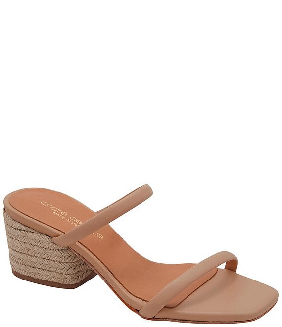 Andre Assous Joie Leather Espadrille Rope Block Heel Sandals | Dillard's