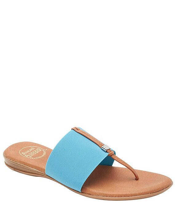 Color:Turquoise - Image 1 - Nice Demi Wedge T-Strap Sandals