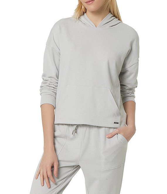 Andrew Marc Sport French Terry Dropped Shoulder Long Sleeve Kangaroo ...