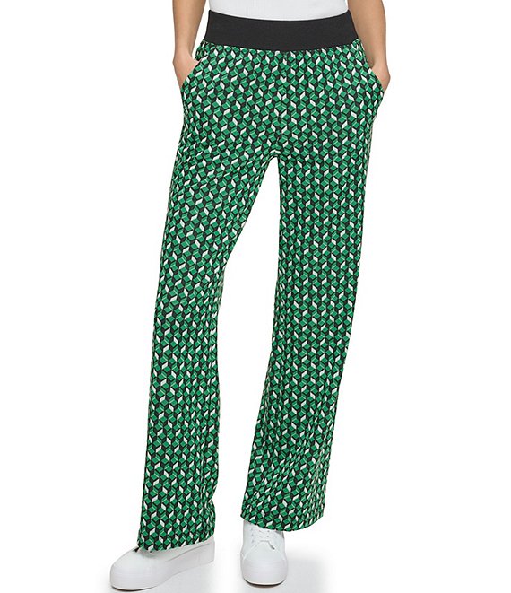 Andrew Marc Sport Geometric Jacquard High Rise Coordinating Pull-On Flare Pant