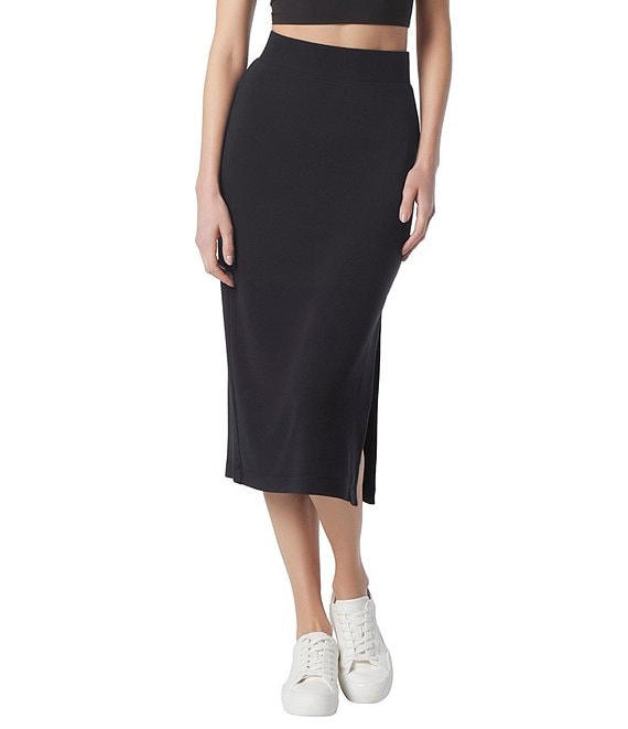 Andrew Marc Sport Vintage Terry Knit High Waisted Side Slit Sheath Midi ...