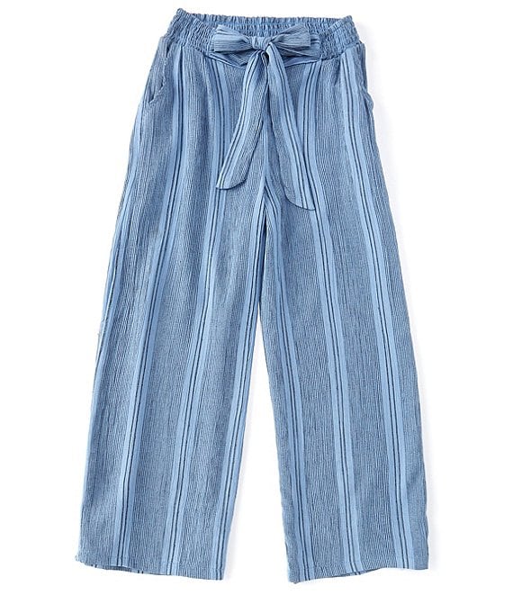Angie Big Girls 7-16 Vertical-Striped Woven Tie Waist Palazzo Pants