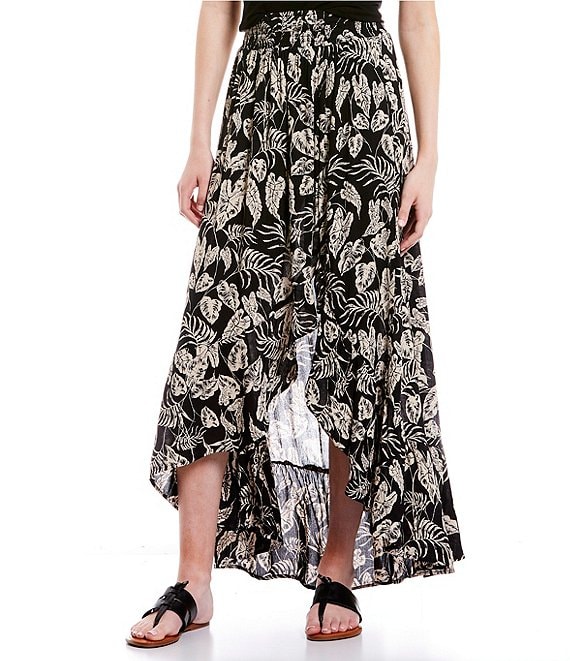 Angie Mid Rise Floral Print Ruffle Hem Maxi Skirt | Dillard's