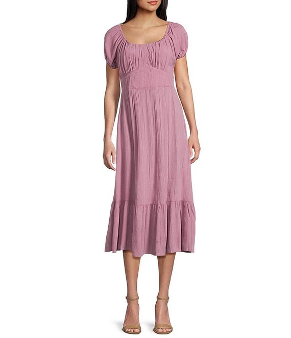 Angie U-Neckline Short Sleeve Empire Midi Dress | Dillard's