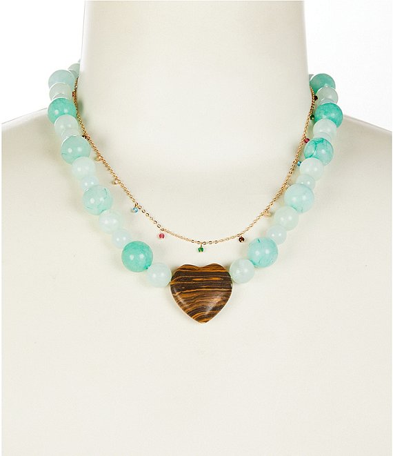 Anna & Ava Beaded Heart and Delicate Stone Statement Necklace Set