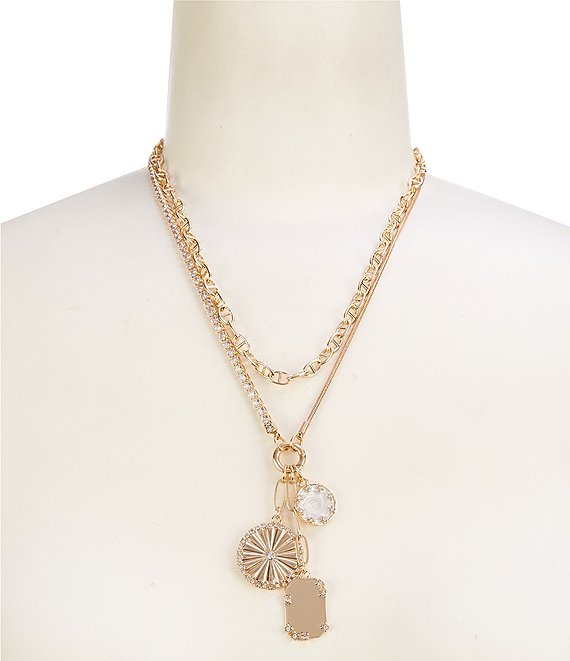 Anna & Ava Charm Cluster Drop Long Multi Strand Necklace
