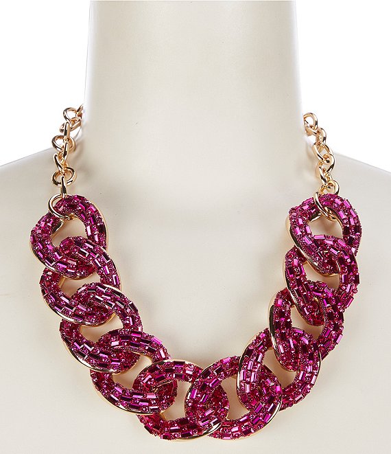 Pink Stone Choker Statement Necklace | FashionCrab.com