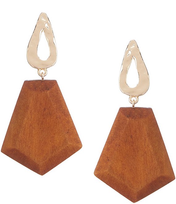 Anna & Ava Geo Wood Statement Drop Earrings