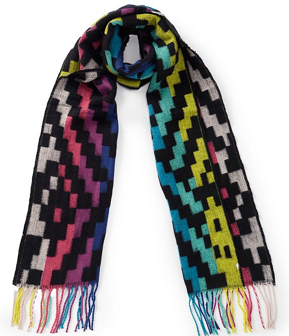 Anna & Ava Geometric Multi Print Oblong Tassel Scarf