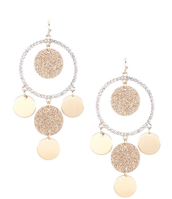Color:Gold - Image 1 - Glitter Resin and Gold Disc Drop Earrings