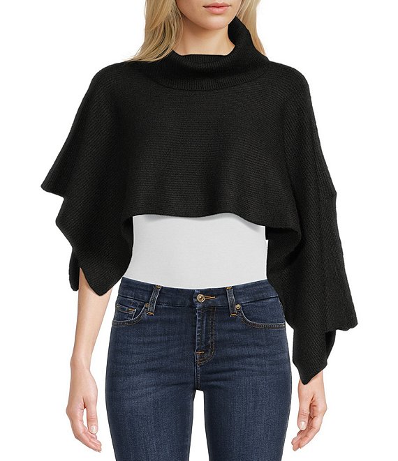 Anna & Ava High-Low Cropped Turtleneck Poncho