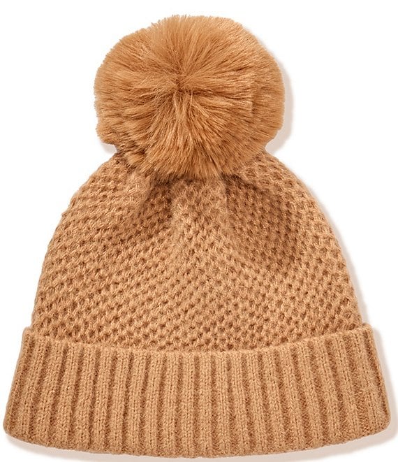 Anna & Ava Honeycomb Knit Beanie, Camel - Image 1