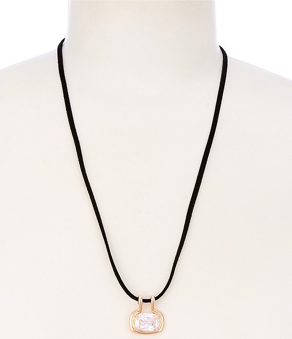 Anna & Ava Horizontal CZ Stone Cord Long Pendant Necklace