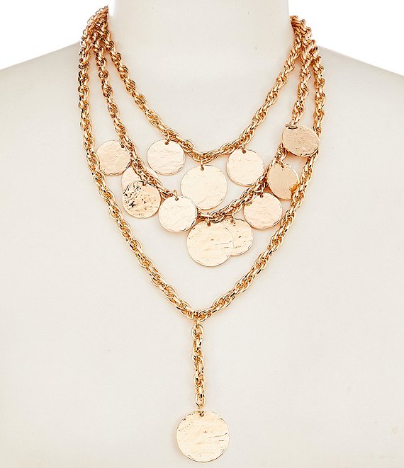 Anna & Ava Layered Long Disc Charms Multi-Strand Necklace