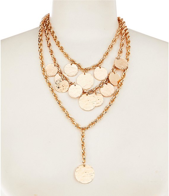 Anna & Ava Disc Charms Resort Long Layered Multi-Strand Necklace