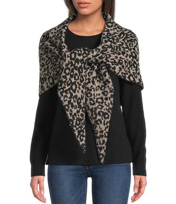 Anna & Ava Leopard Print Knit Triangle Scarf