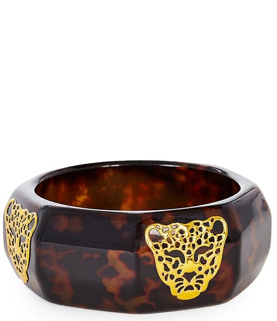 Anna & Ava Leopard Tortoise Resin Wide Bangle Bracelet