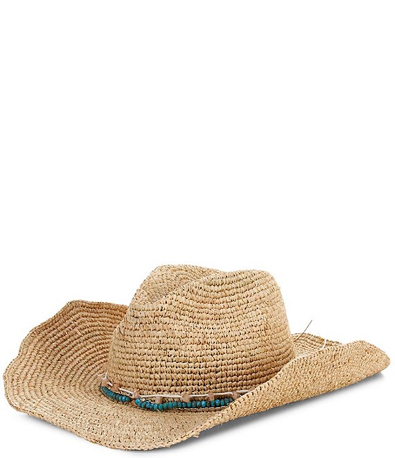 Anna & Ava Metallic Raffia Crochet Cowboy Hat