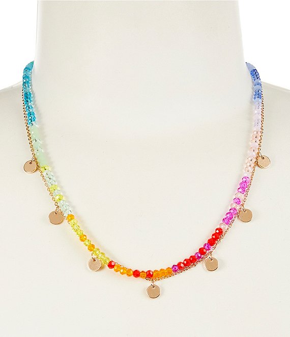 Anna & Ava Multi Layered Rainbow Beaded Short Multi Strand Necklace