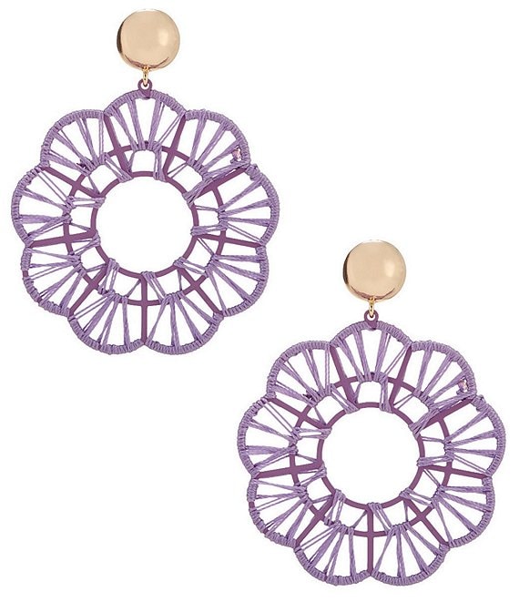 Anna & Ava Oversized Thread Wrapped Wood Circle Drop Earrings