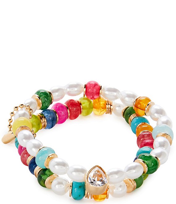 Anna & Ava Pearl And Stone Stretch Beaded Bracelet Set