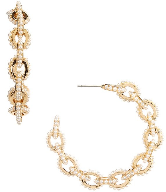 Anna & Ava Pearl Oval Link Hoop Earrings