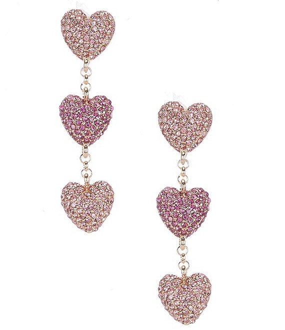 Anna & Ava Pink Crystal Pave Three Heart Drop Earrings | Dillard's
