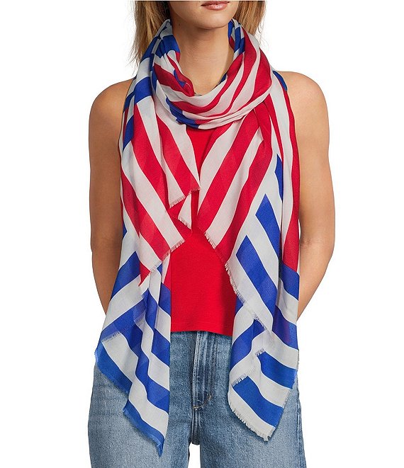 Anna & Ava Red White & Blue Colorblock Scarf Wrap
