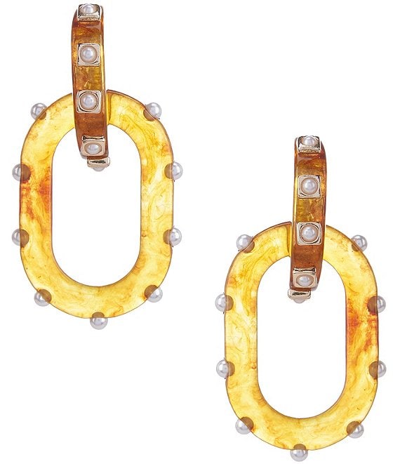 Anna & Ava Resin Oversized Link Drop Pearl Earrings