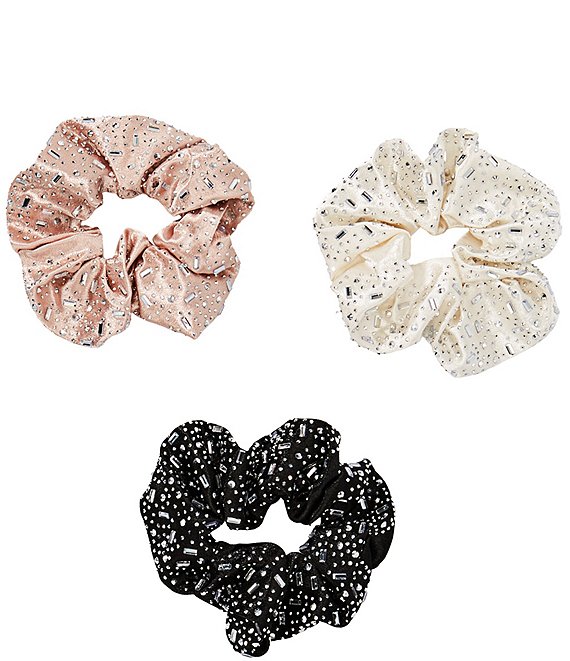 Anna & Ava Satin & Stone Scrunchie, 3 Pack