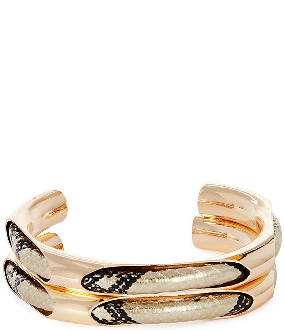 Anna & Ava Snake Textured Cord Open Metal Cuff Bracelet