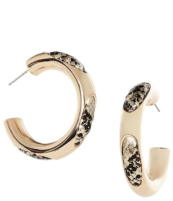 Anna & Ava Snake Textured Cord Open Metal Hoop Earrings