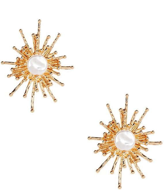 Anna & Ava Statement Pearl Burst Drop Earrings, Pearl/Gold - Image 1