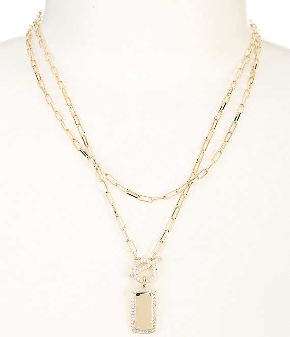 Anna & Ava Tag and Cubic Zirconia Stones Waterproof Delicate Short Multi-Strand Necklace