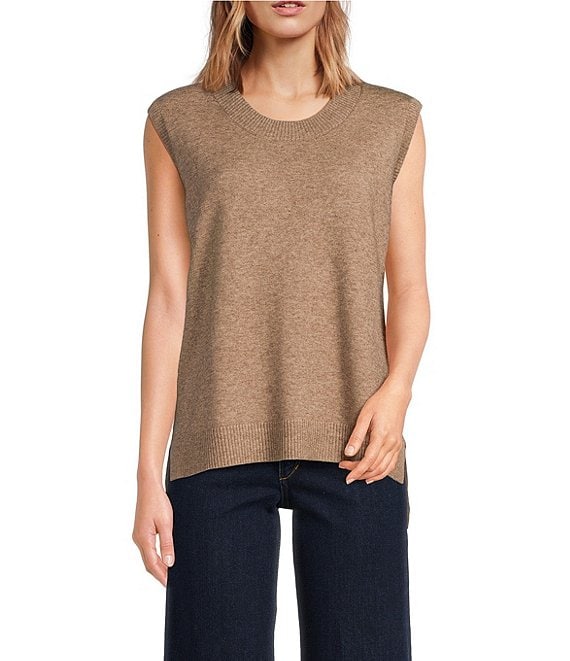 Anna & Ava V Back Knit Poncho, Taupe - Image 1