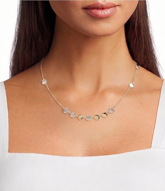 Anna & Ava Waterproof Delicate Rhinestone and Disc Chain Necklace